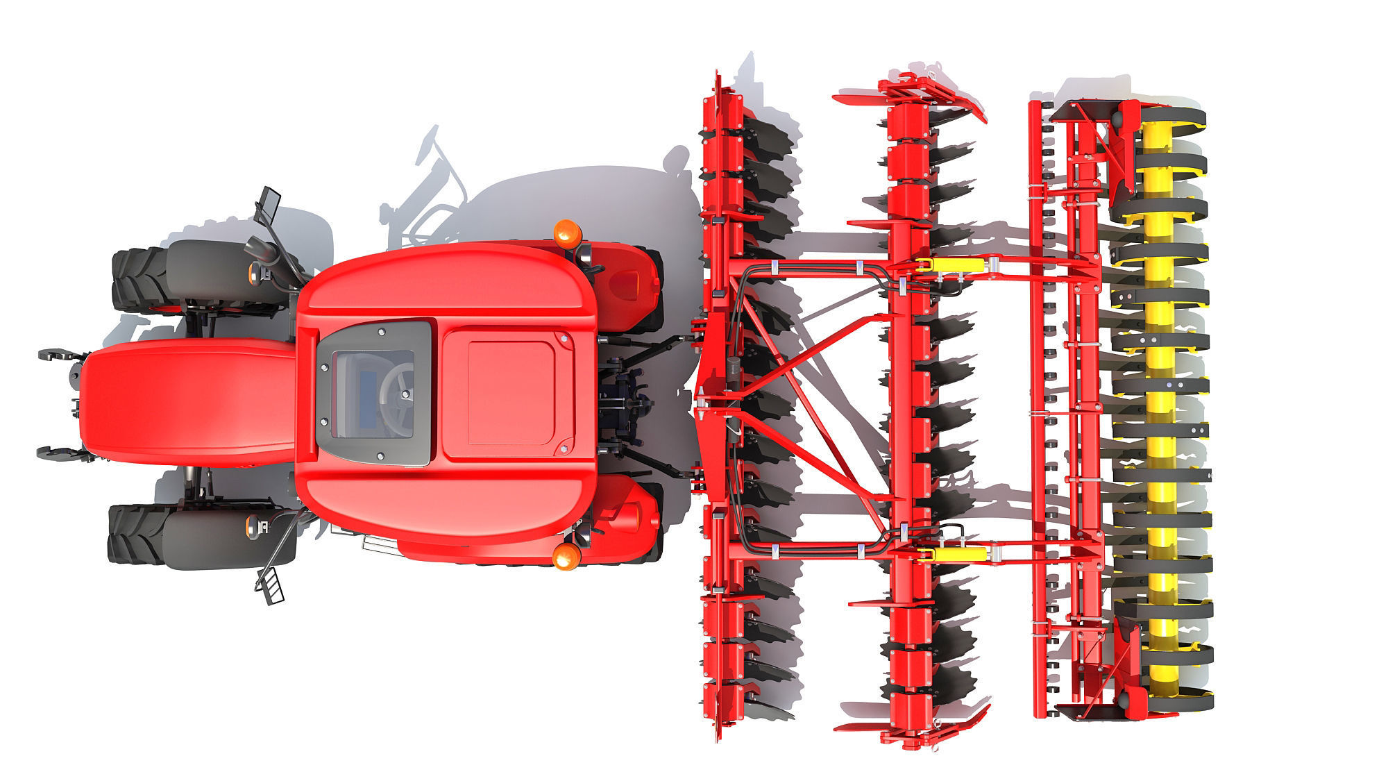 Tractor with Compact Disc Harrow 3D model_7