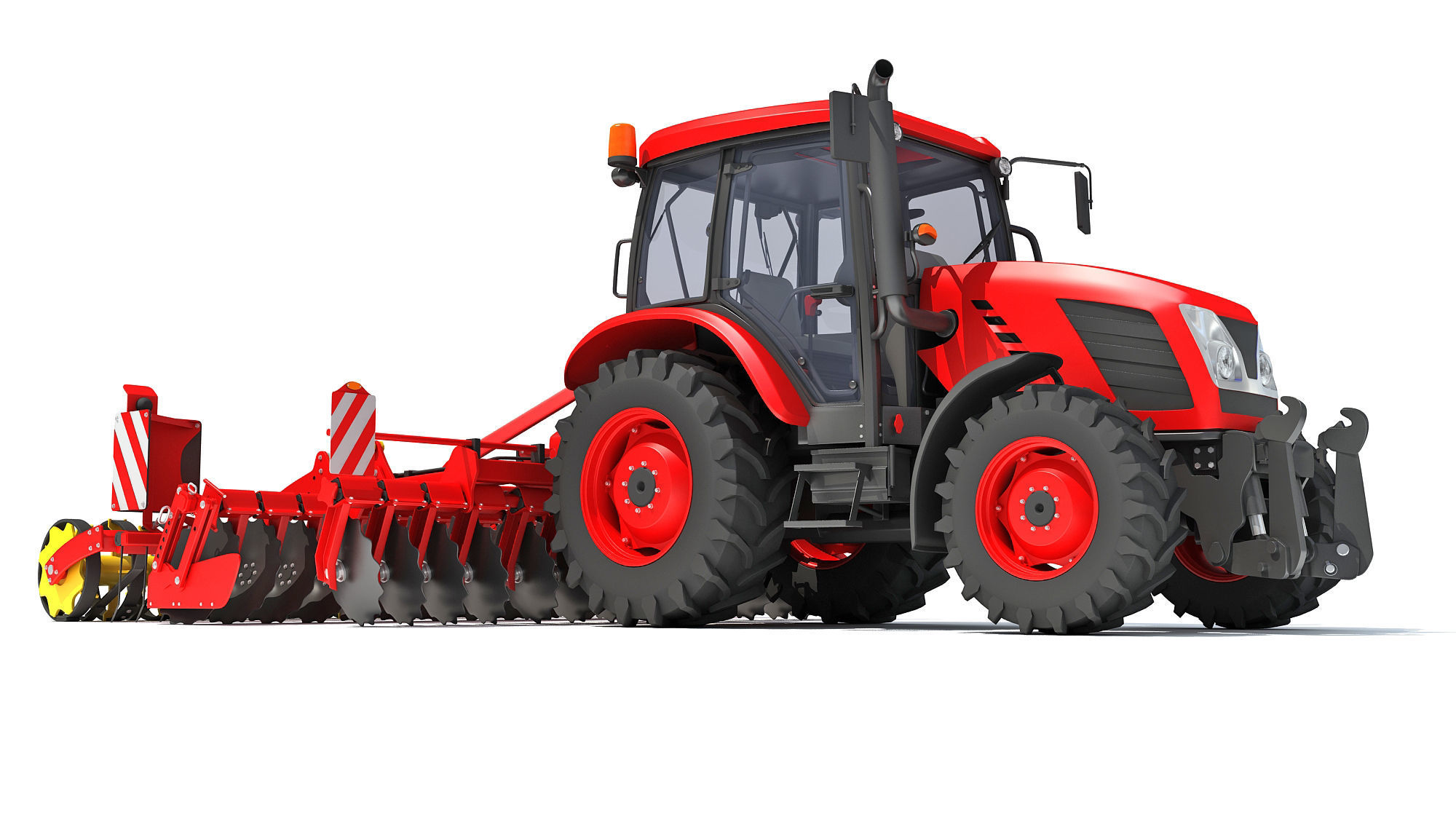Tractor with Compact Disc Harrow 3D model_8