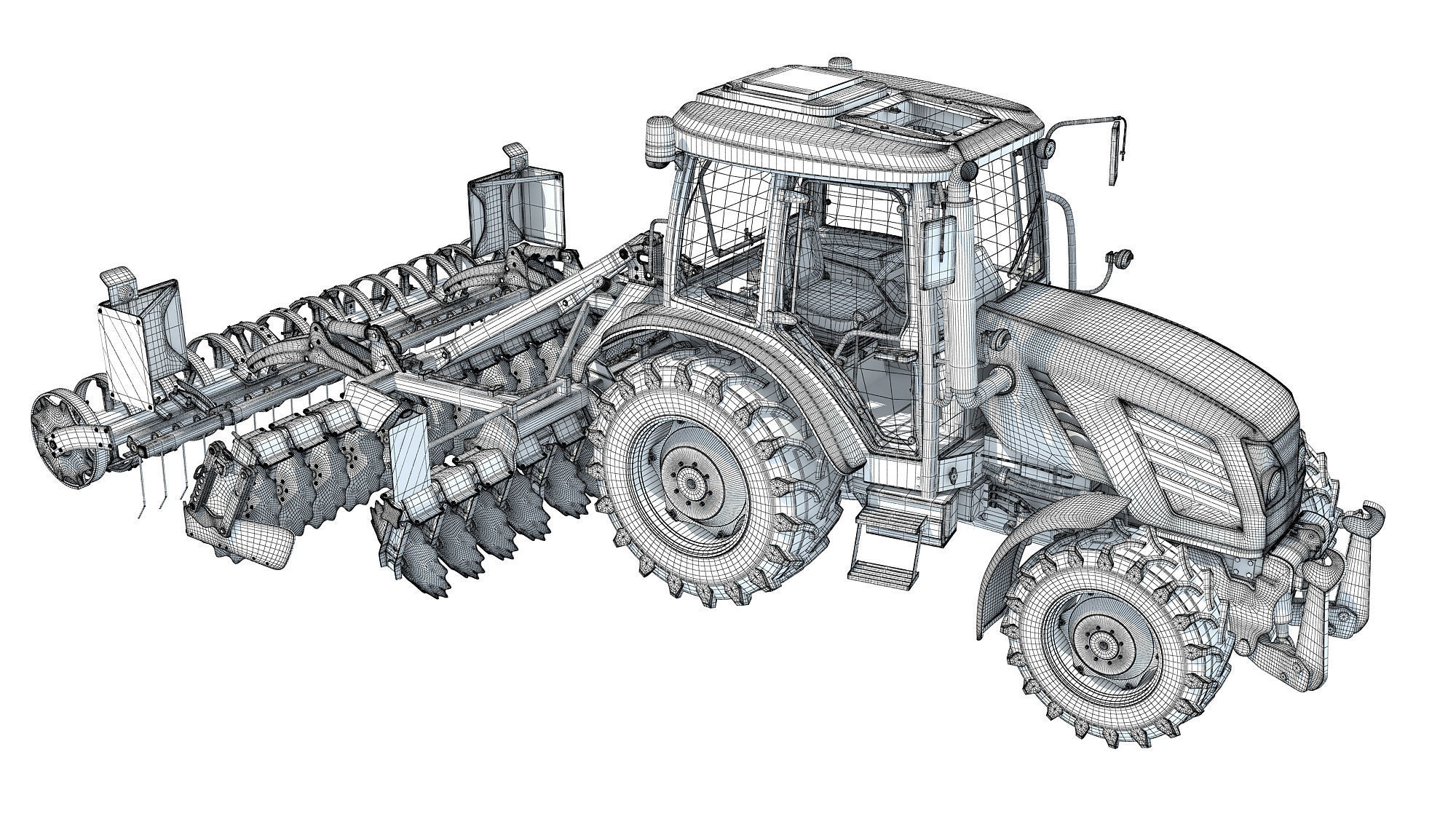 Tractor with Compact Disc Harrow 3D model_18