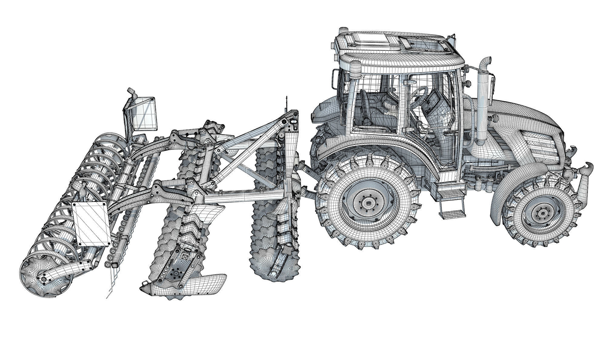 Tractor with Compact Disc Harrow 3D model_17