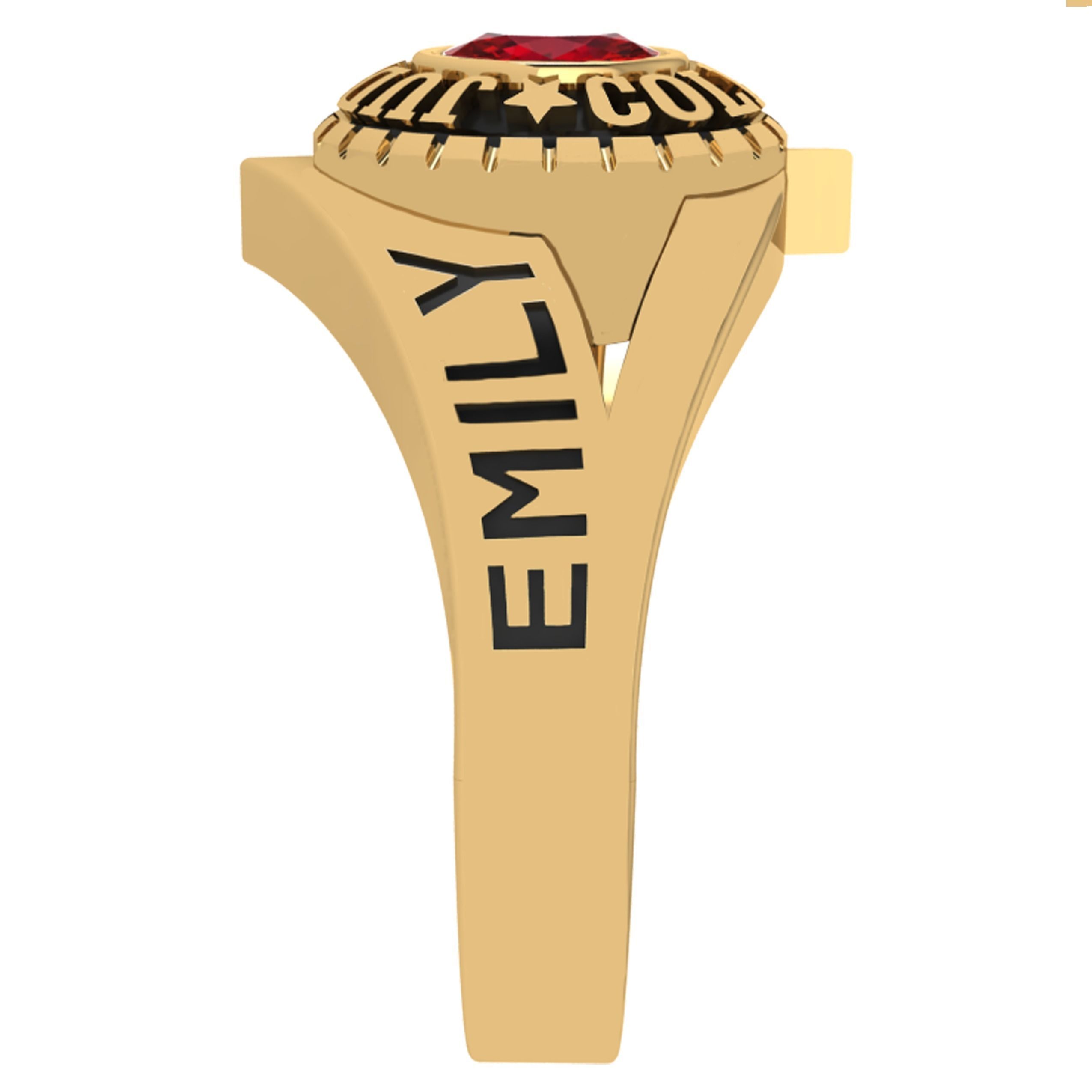 Personalized Class Ring 14 -Oval Gem for Females 3D print model_2