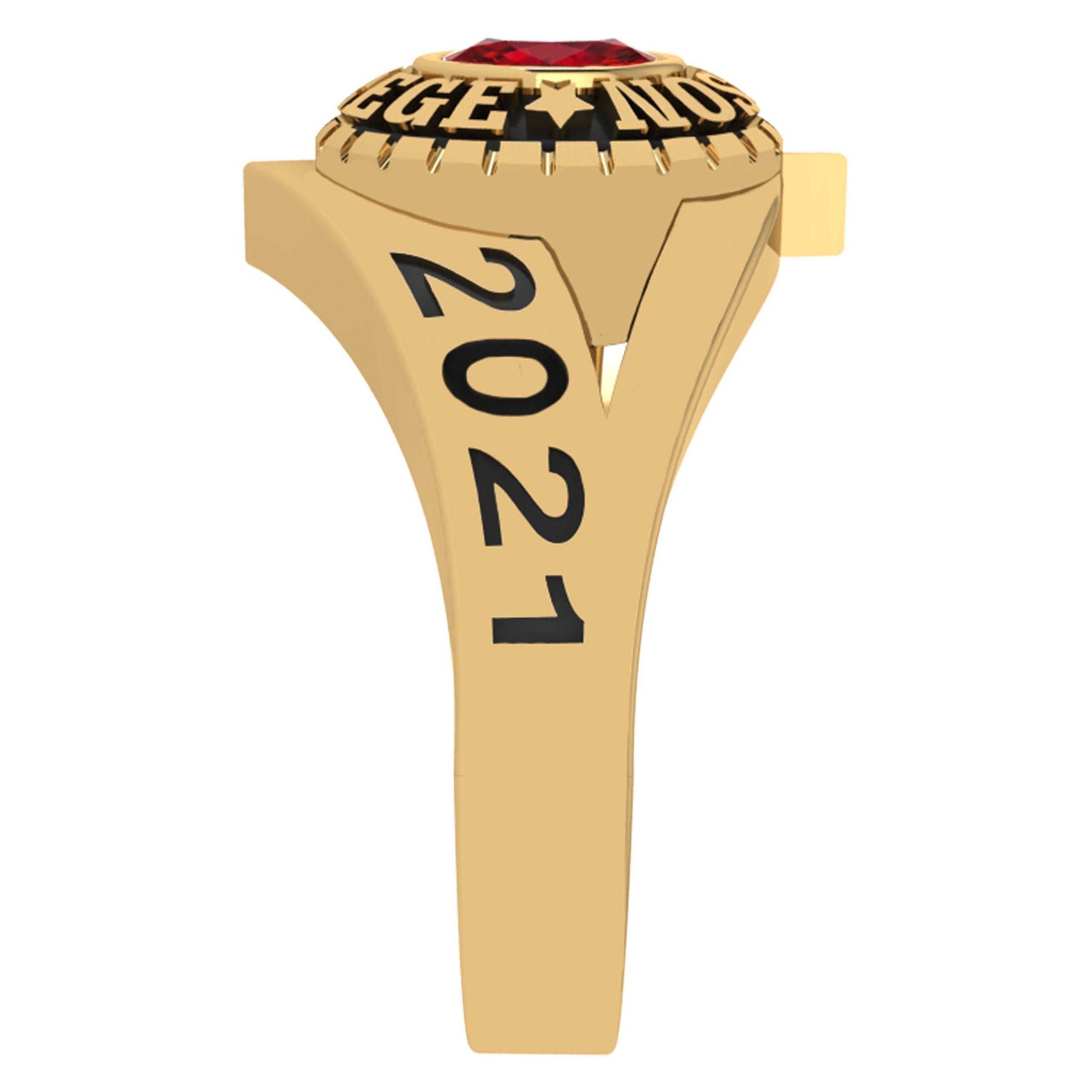 Personalized Class Ring 14 -Oval Gem for Females 3D print model_3