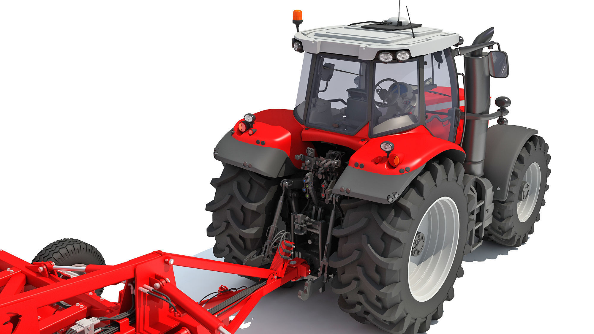 Tractor with Trailed Disc Harrow 3D model_10