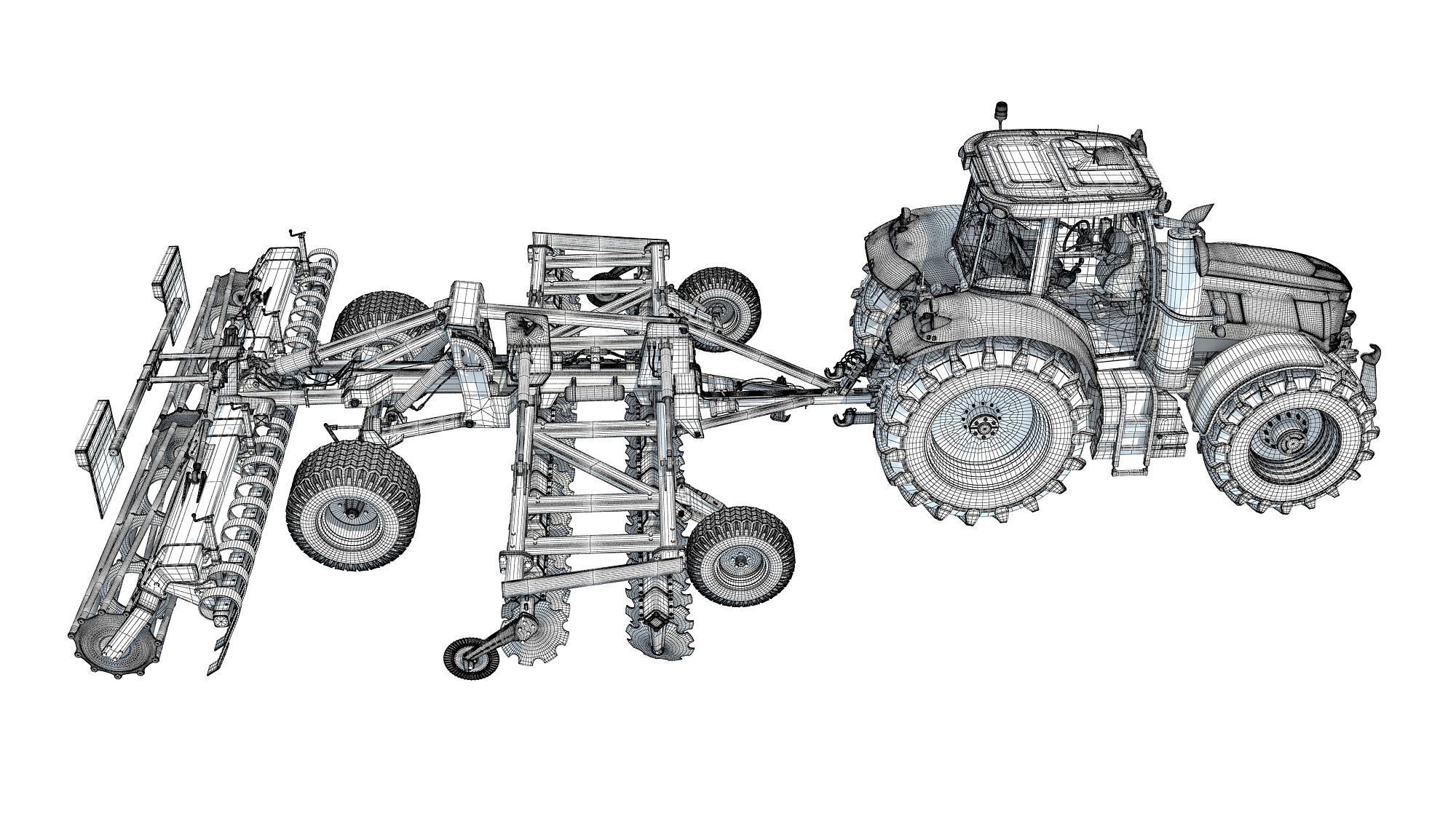 Tractor with Trailed Disc Harrow 3D model_17