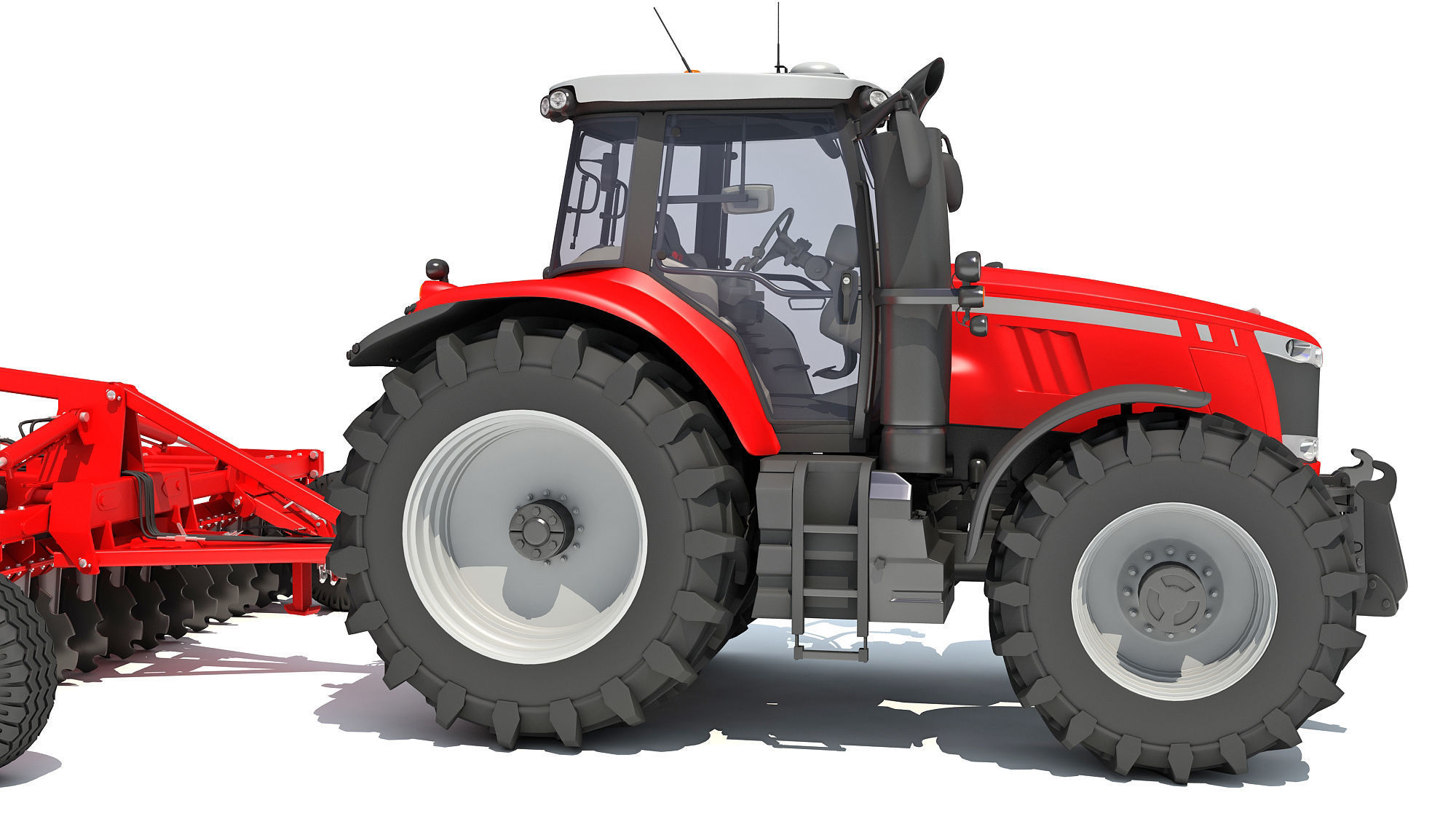 Tractor with Trailed Disc Harrow 3D model_8