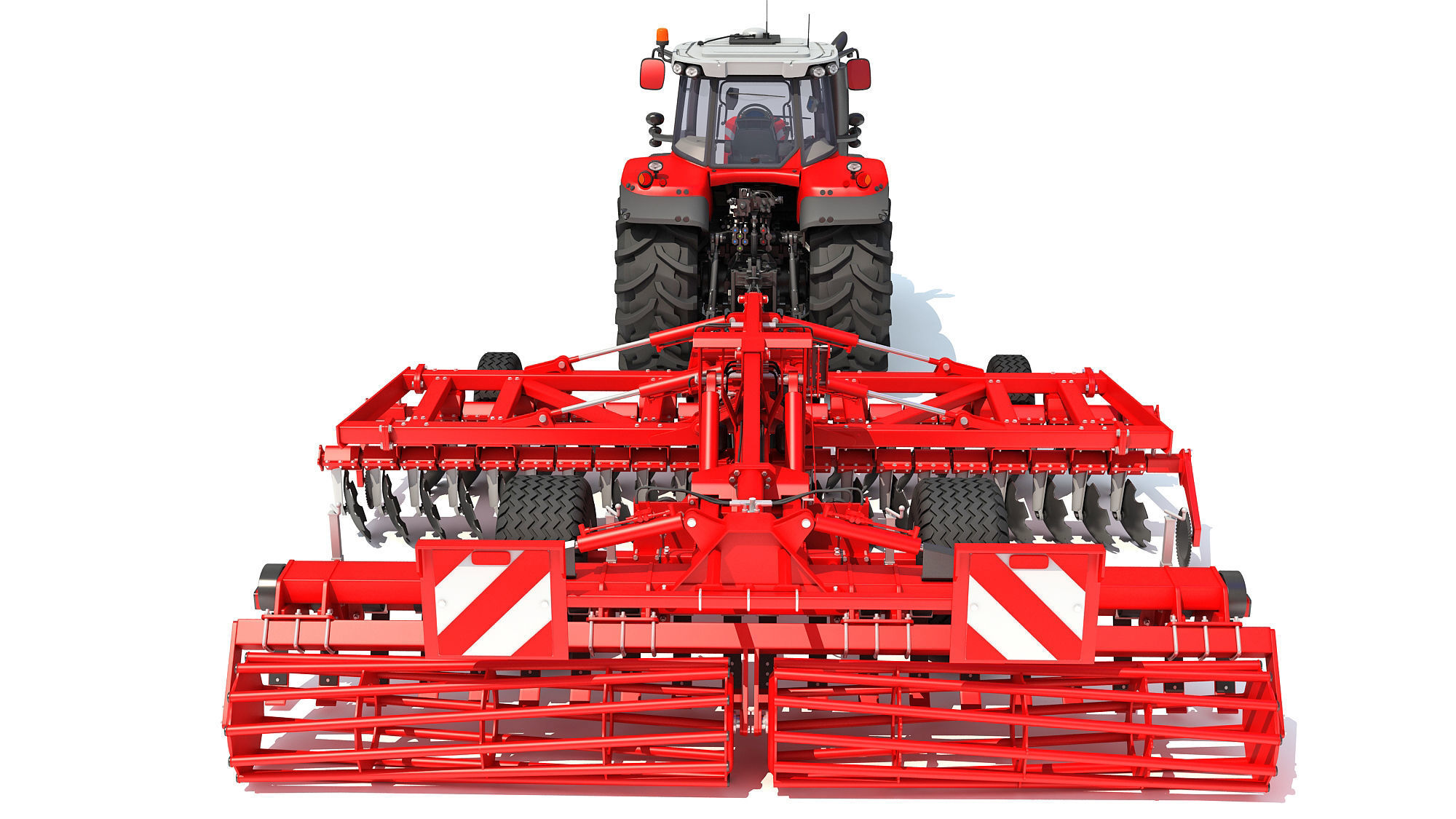 Tractor with Trailed Disc Harrow 3D model_3