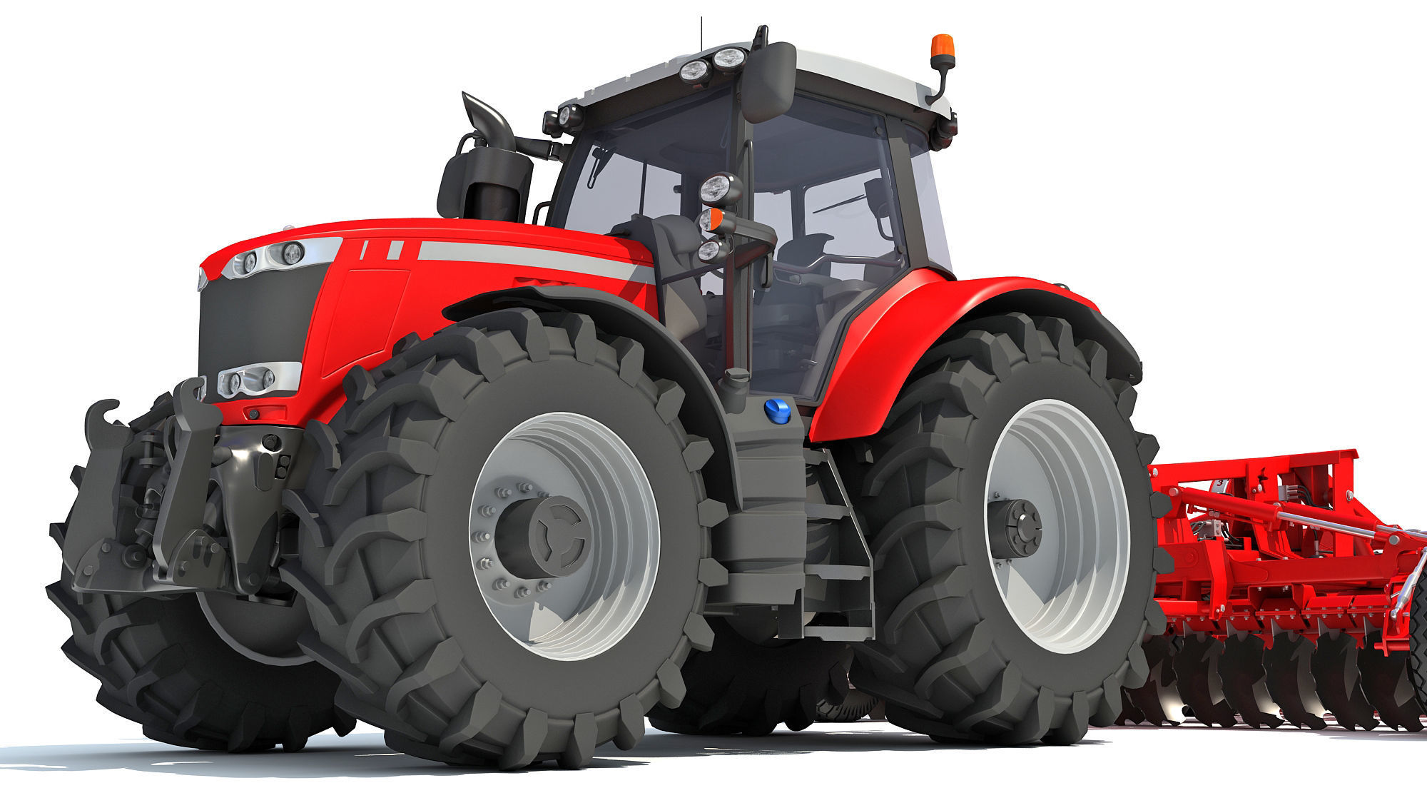 Tractor with Trailed Disc Harrow 3D model_12