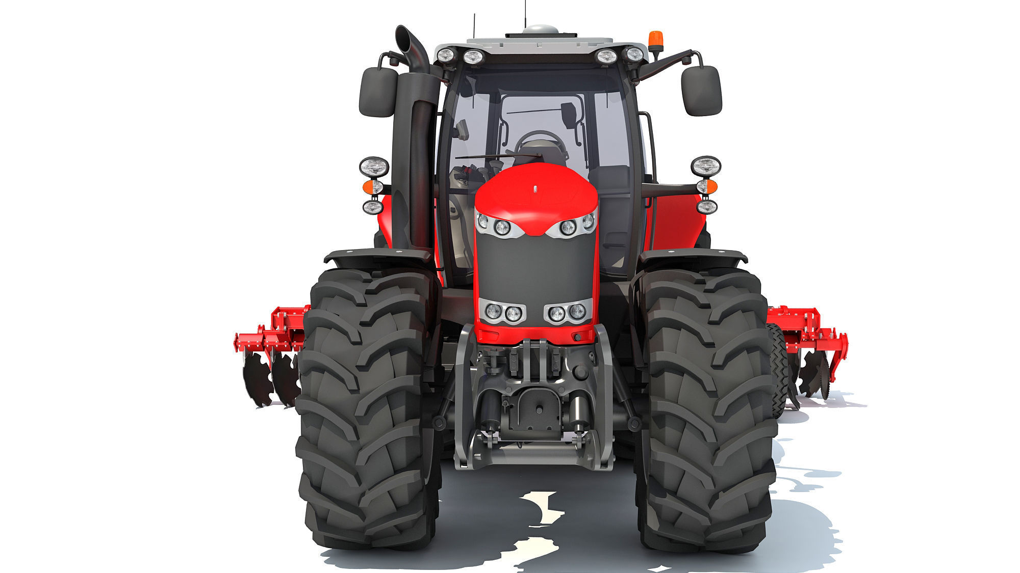 Tractor with Trailed Disc Harrow 3D model_11