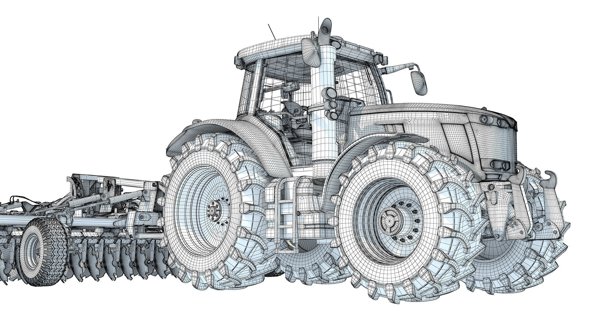 Tractor with Trailed Disc Harrow 3D model_19