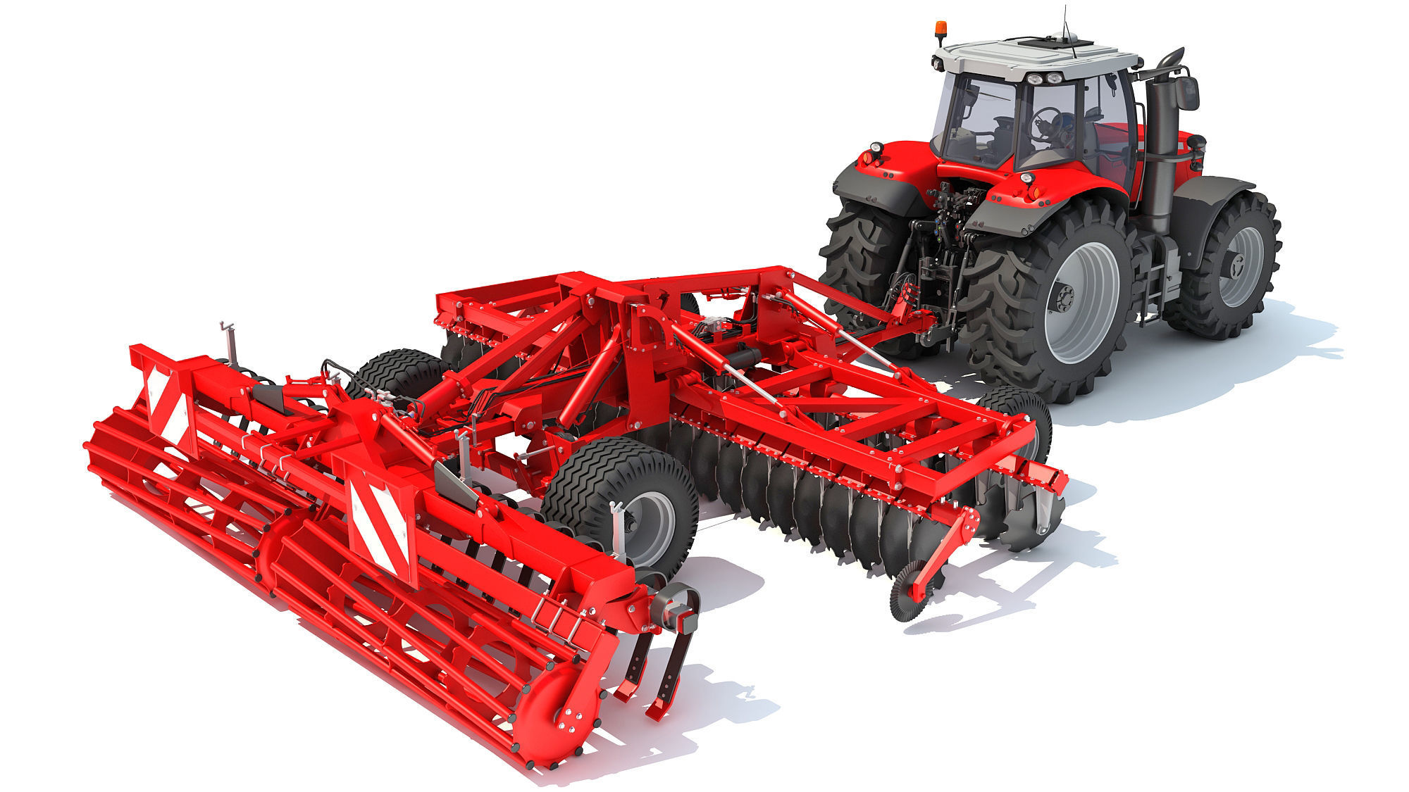 Tractor with Trailed Disc Harrow 3D model_4