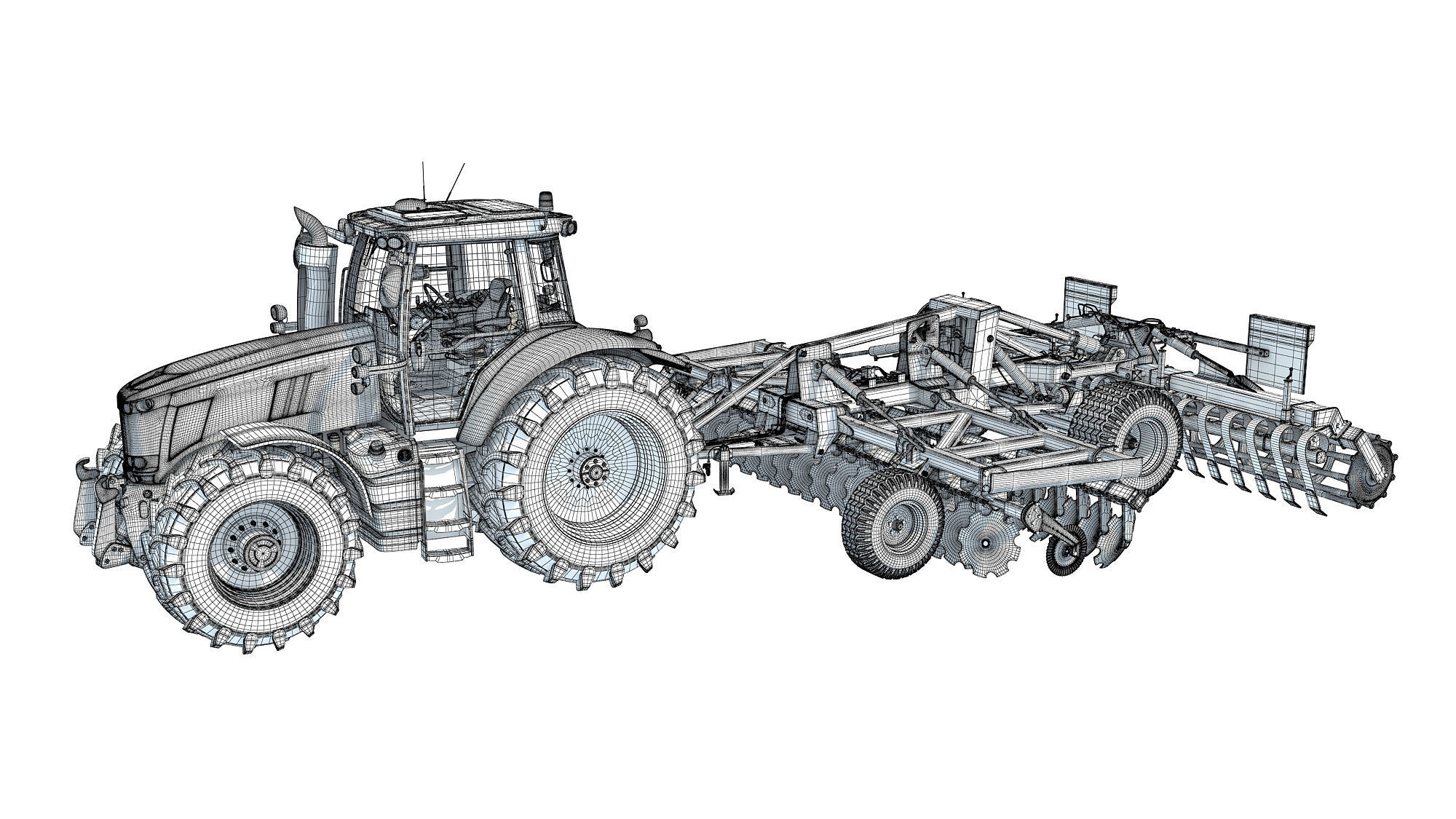 Tractor with Trailed Disc Harrow 3D model_18