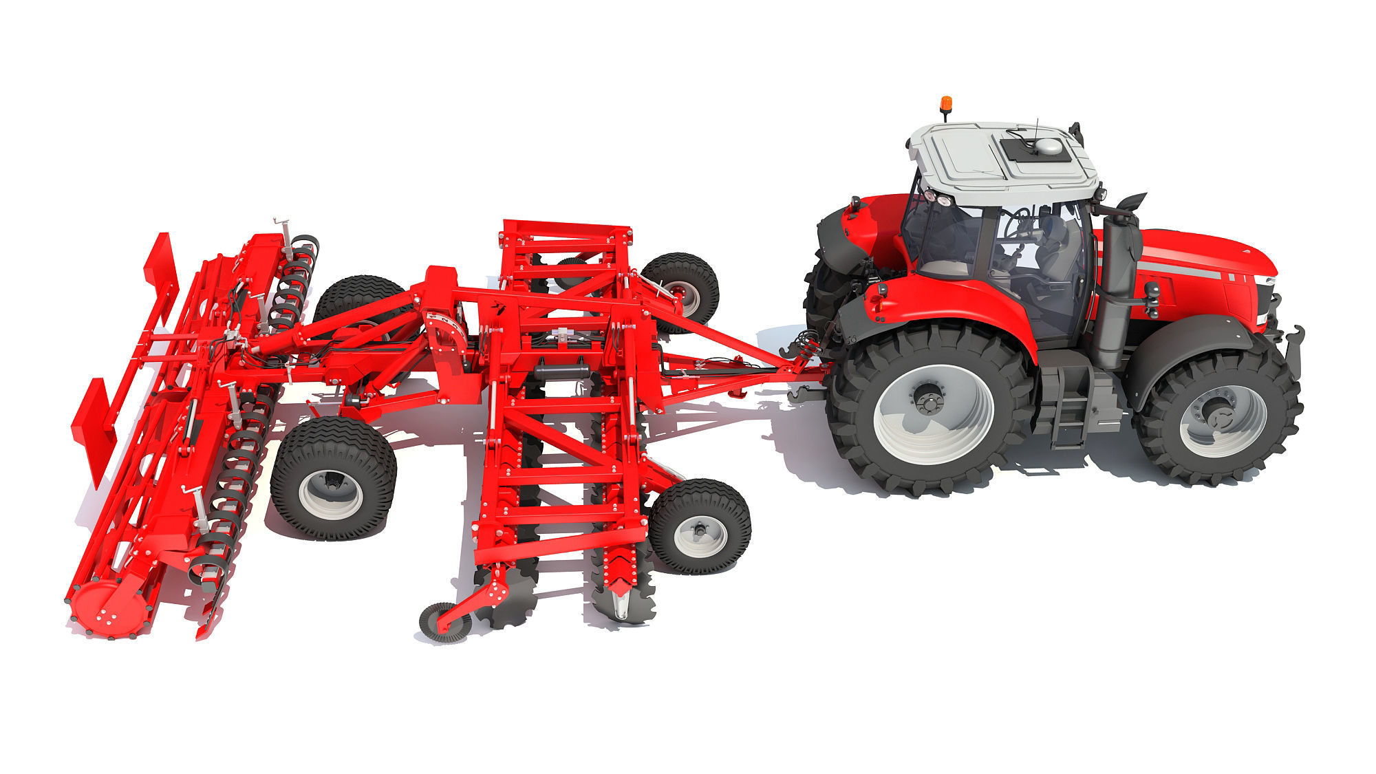 Tractor with Trailed Disc Harrow 3D model_5