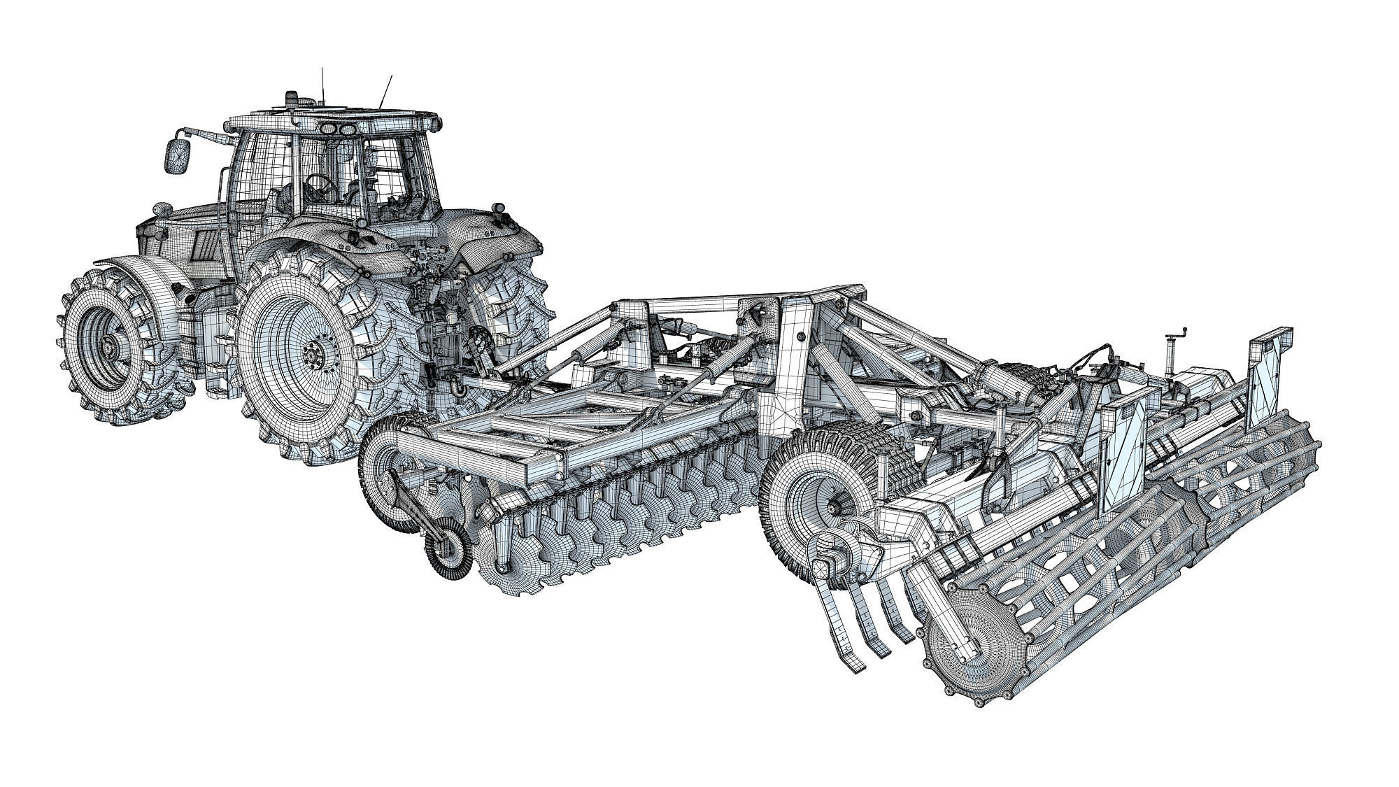 Tractor with Trailed Disc Harrow 3D model_20