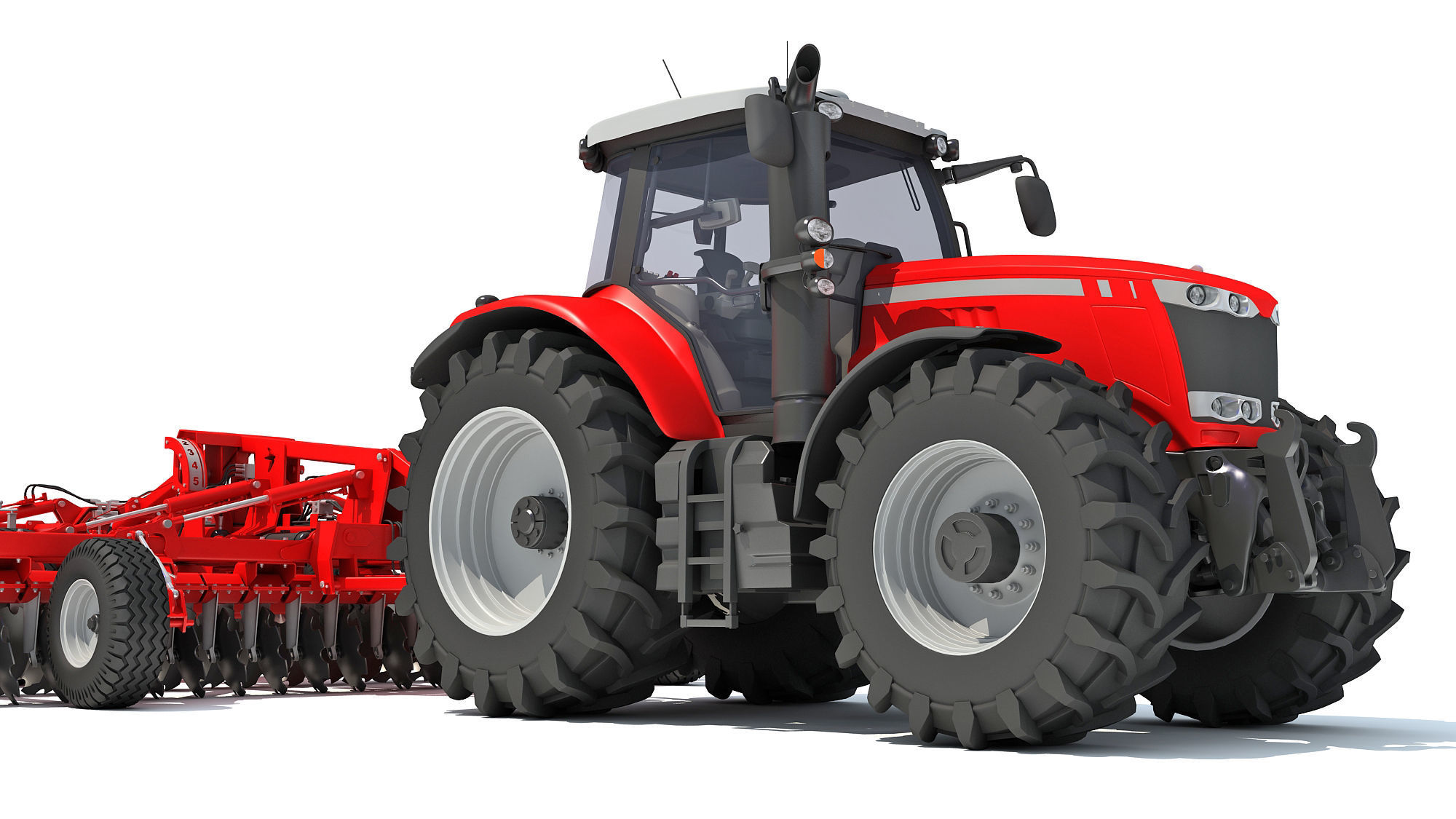 Tractor with Trailed Disc Harrow 3D model_9