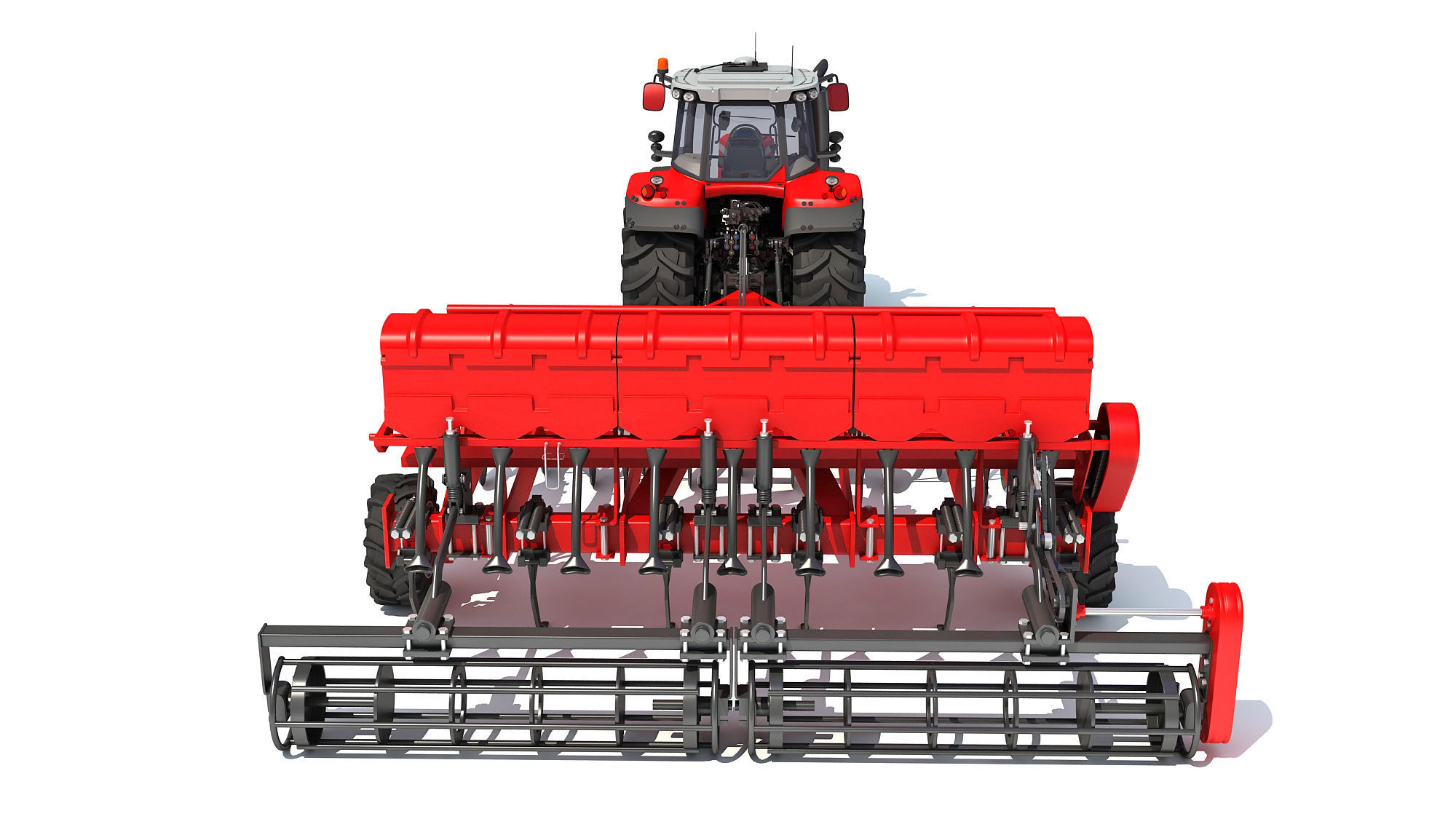 Tractor with Seed Drill 3D model_4