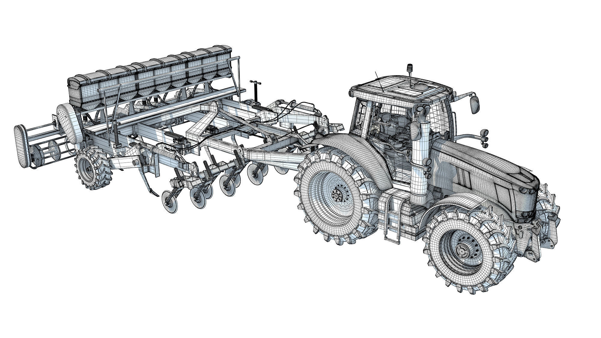 Tractor with Seed Drill 3D model_19