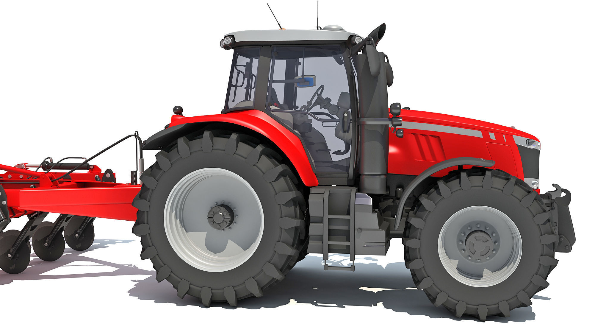 Tractor with Seed Drill 3D model_12