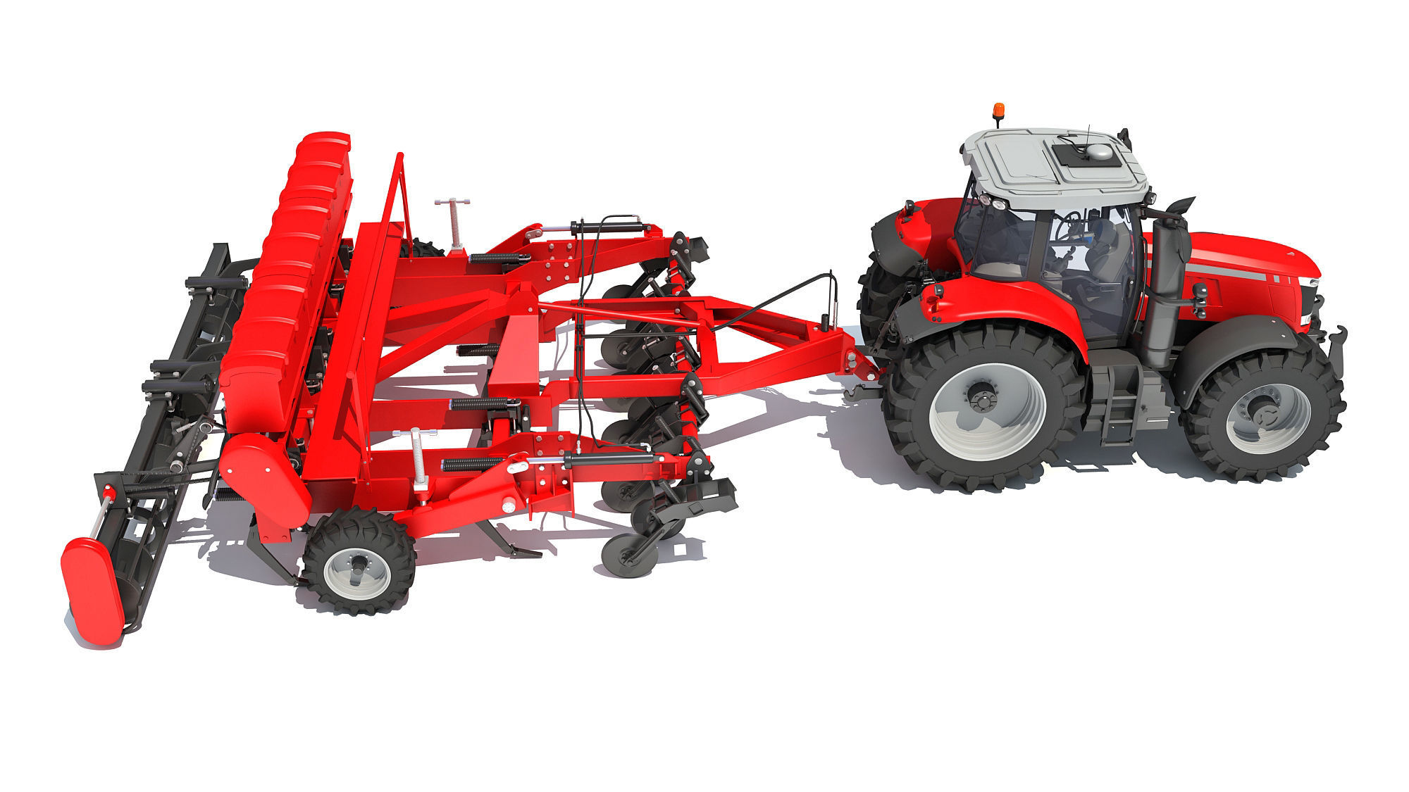 Tractor with Seed Drill 3D model_5