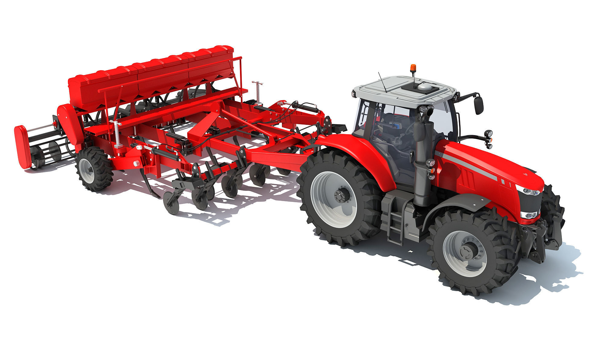 Tractor with Seed Drill 3D model_7