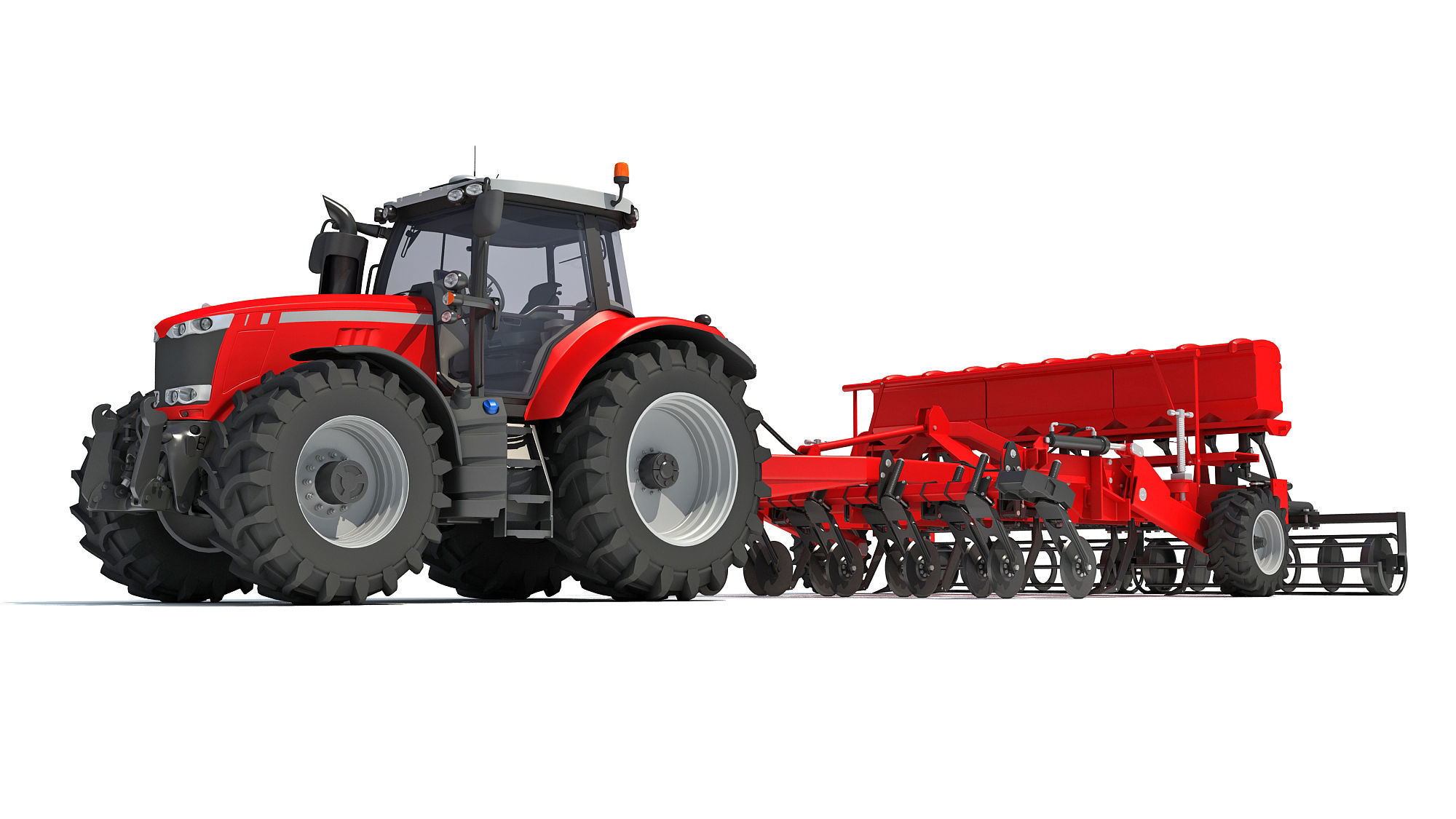 Tractor with Seed Drill 3D model_9