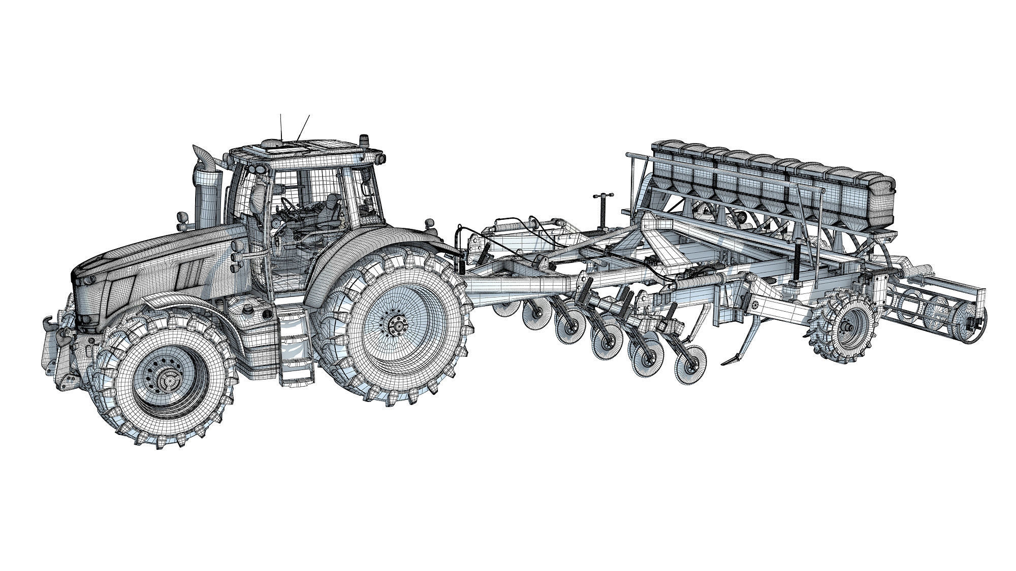Tractor with Seed Drill 3D model_16