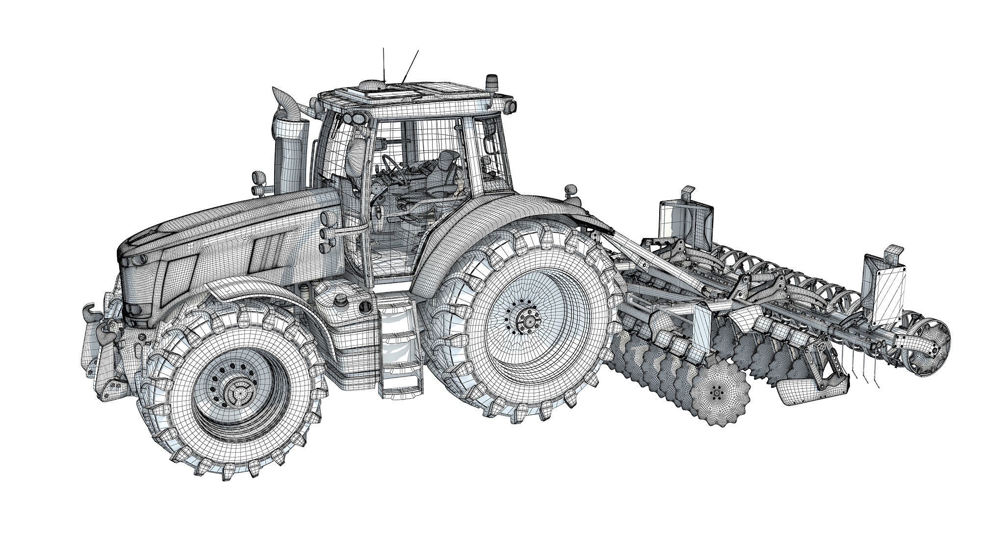Tractor with Disc Harrow 3D model_16