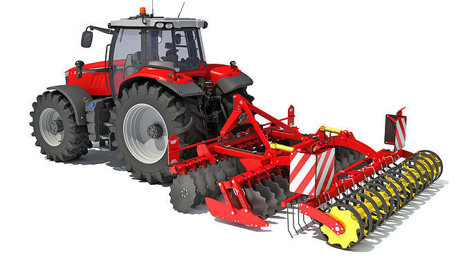 Tractor with Disc Harrow 3D model