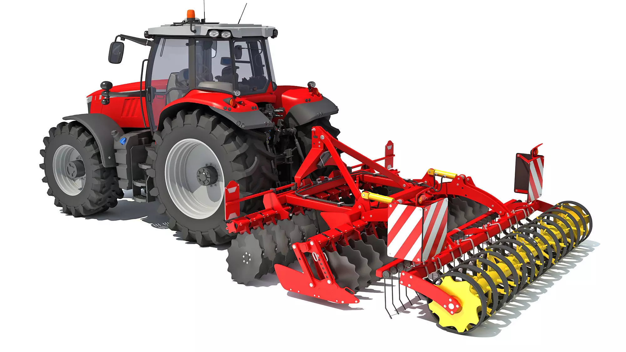 Tractor with Disc Harrow 3D model_0