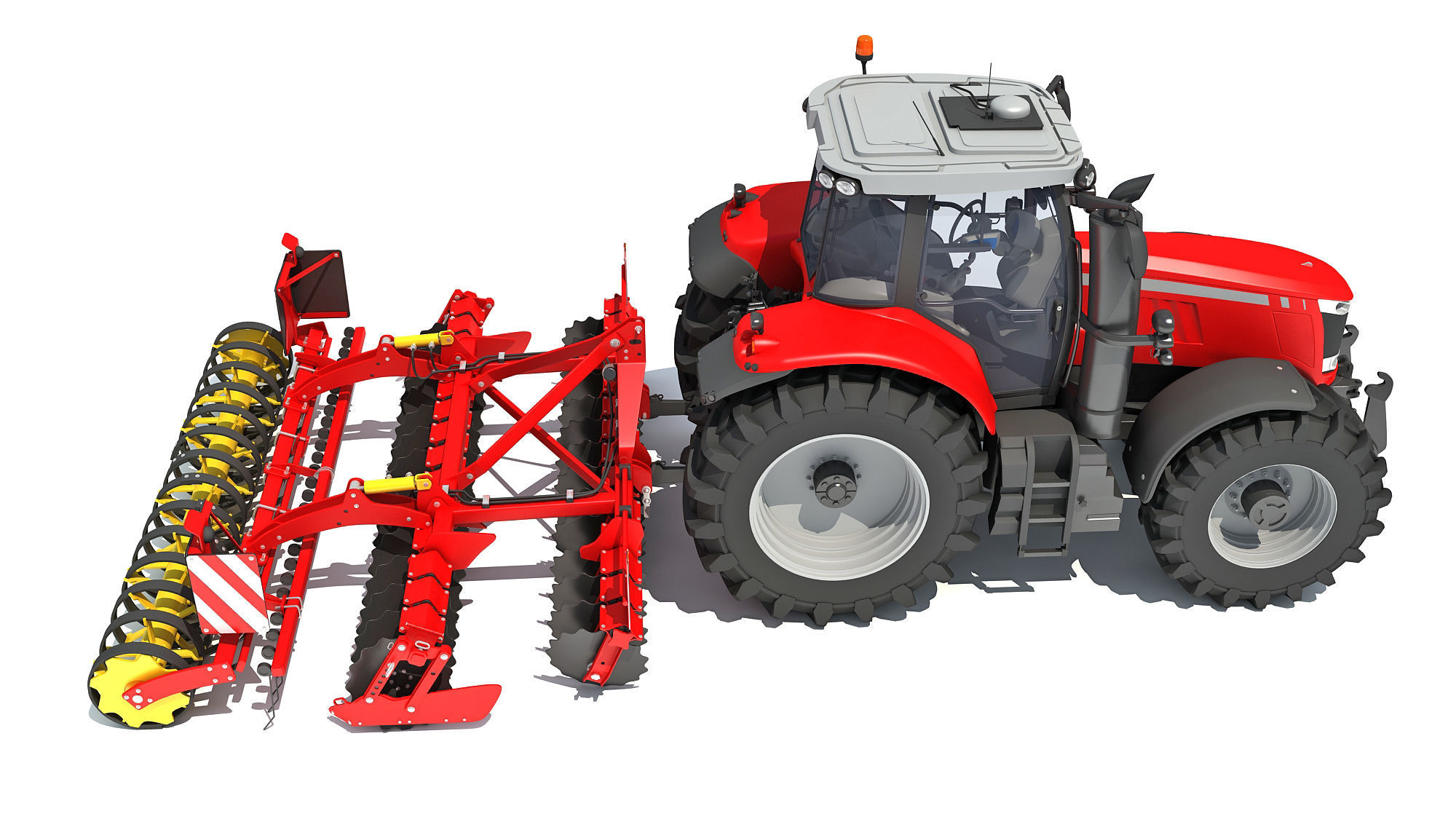 Tractor with Disc Harrow 3D model_5