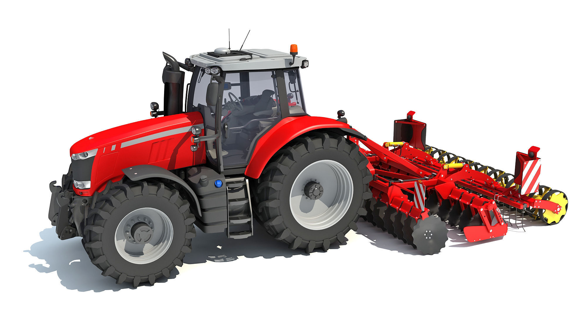 Tractor with Disc Harrow 3D model_1