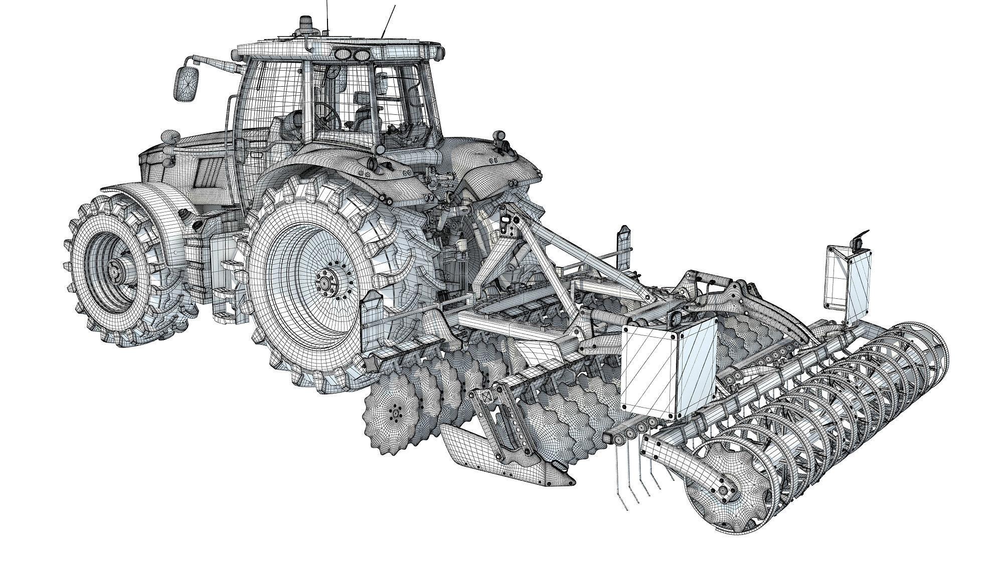 Tractor with Disc Harrow 3D model_17