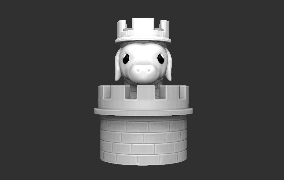 cutebold tower miniature piece for chess 3D print model_3