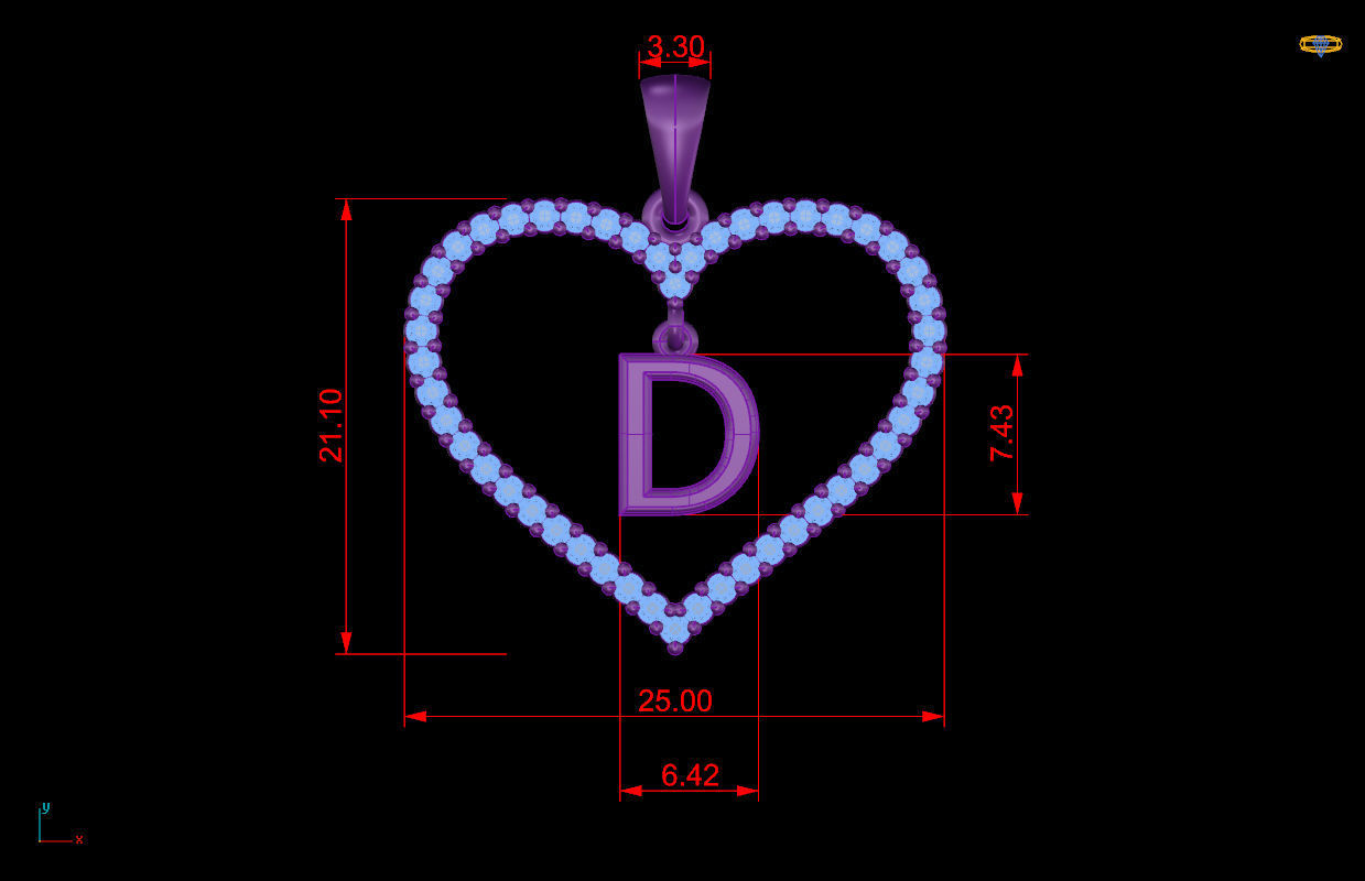 Heart Alphabet D 3D print model_9