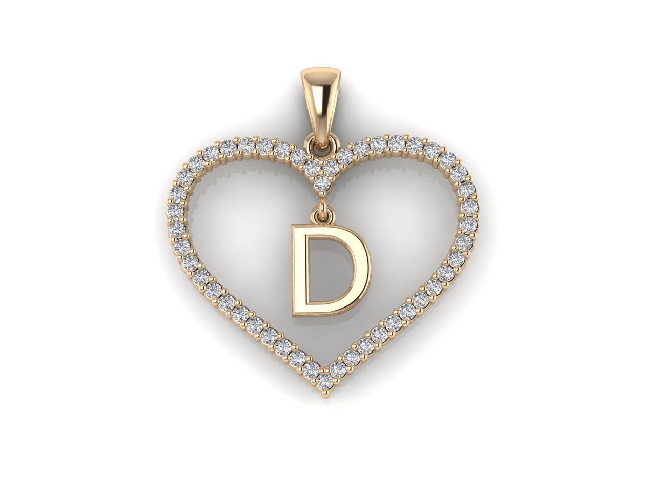 Heart Alphabet D 3D print model_6