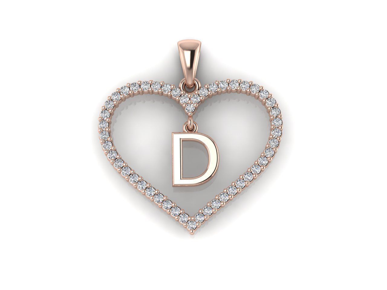 Heart Alphabet D 3D print model_7