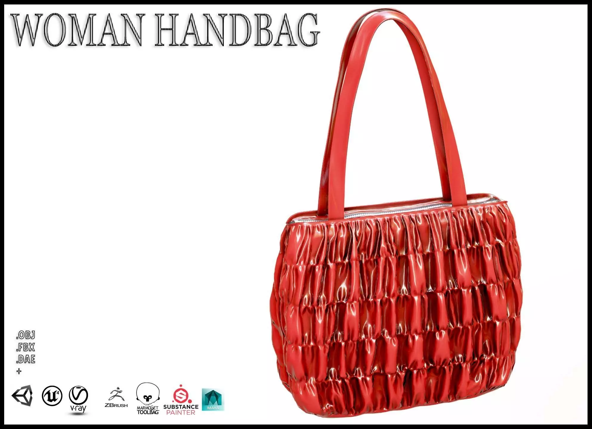 Elegant Woman Handbag Low-poly 3D model_0