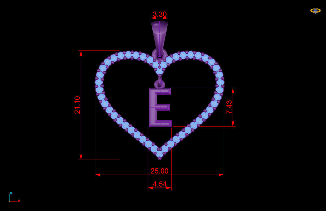 Heart Alphabet E 3D print model_9