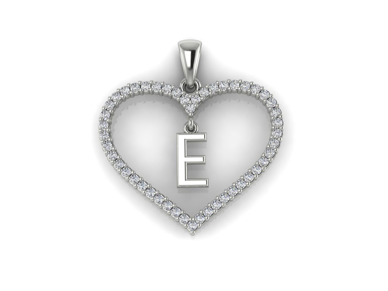 Heart Alphabet E 3D print model_8