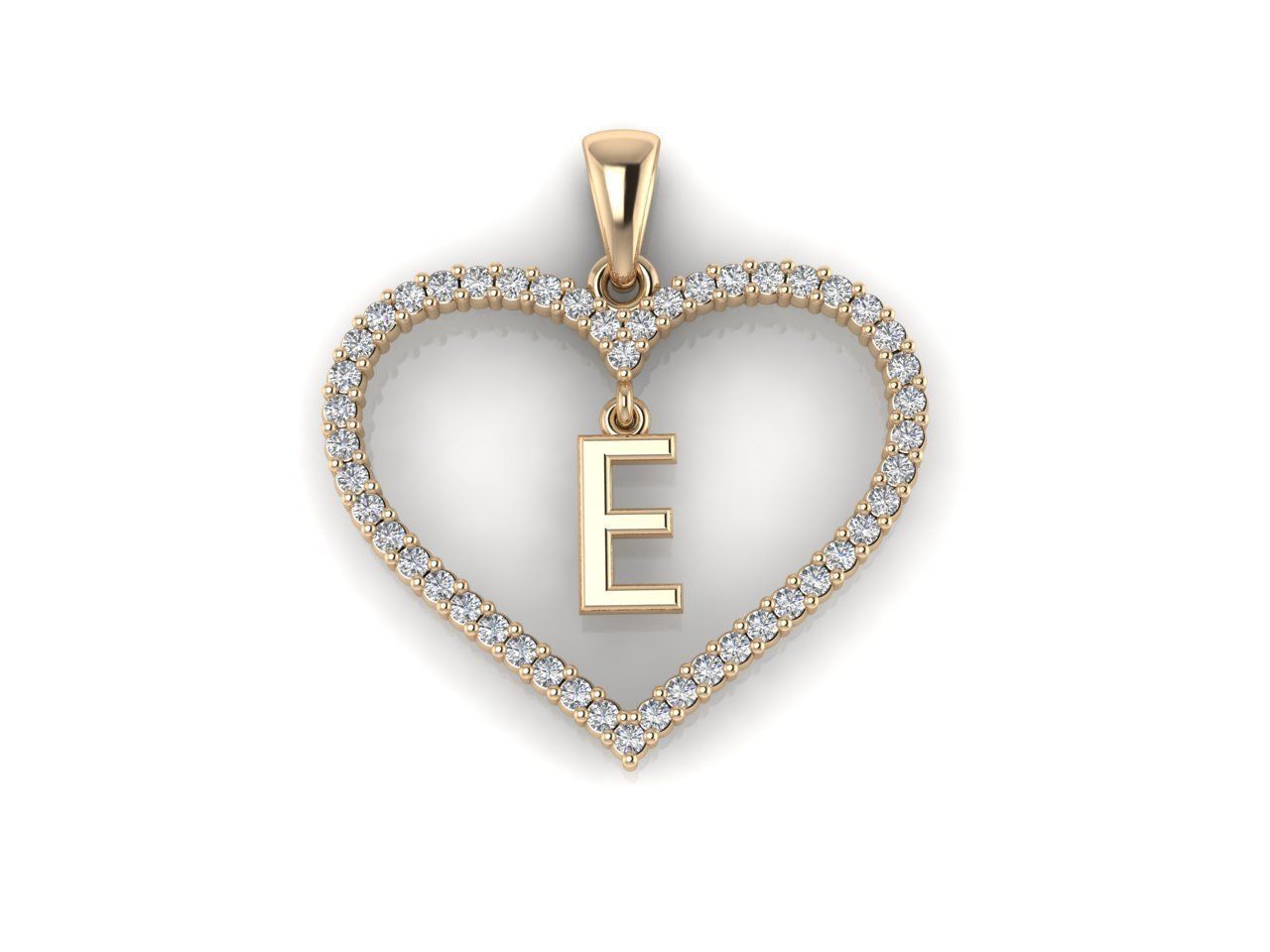 Heart Alphabet E 3D print model_6