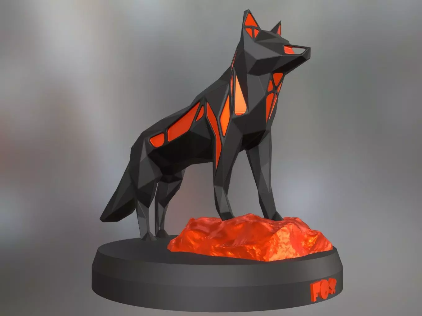 Voronoi Red Fox Rock 3D print model_0