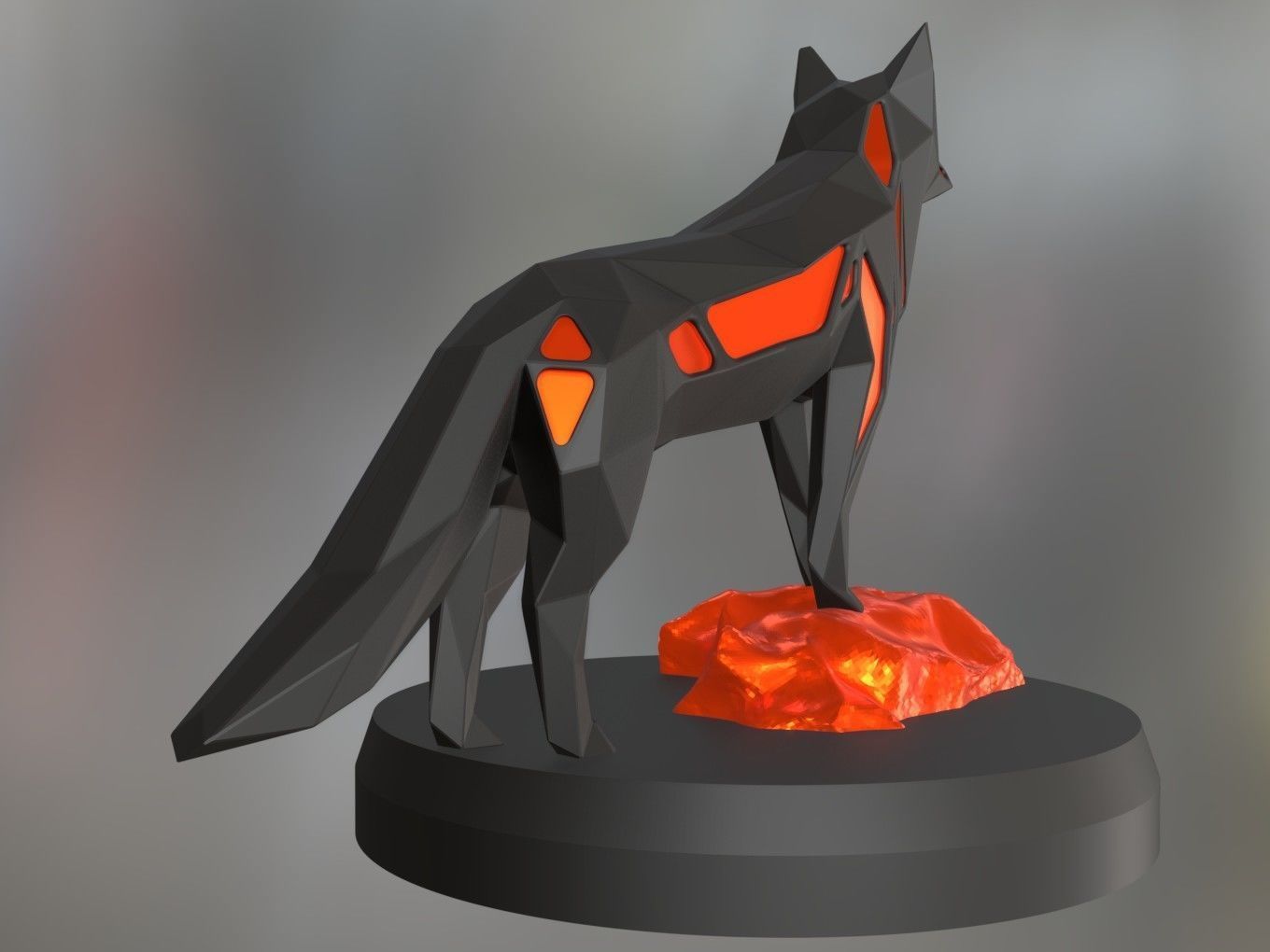 Voronoi Red Fox Rock 3D print model_2