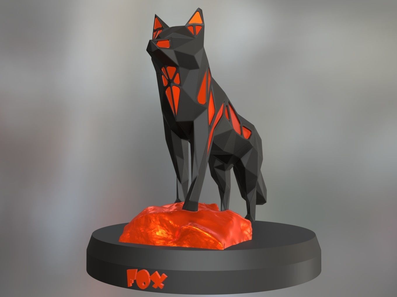Voronoi Red Fox Rock 3D print model_6