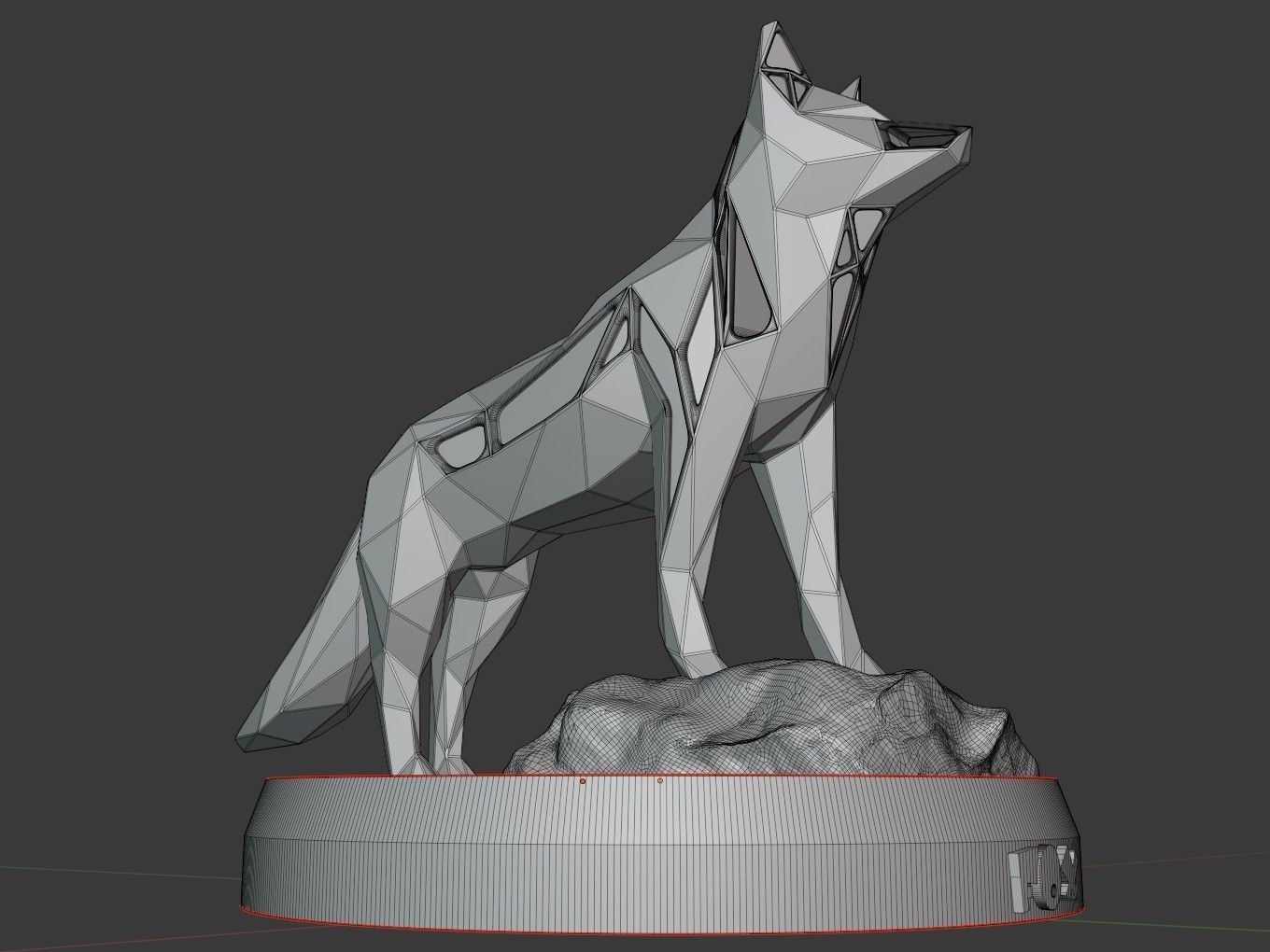 Voronoi Red Fox Rock 3D print model_9