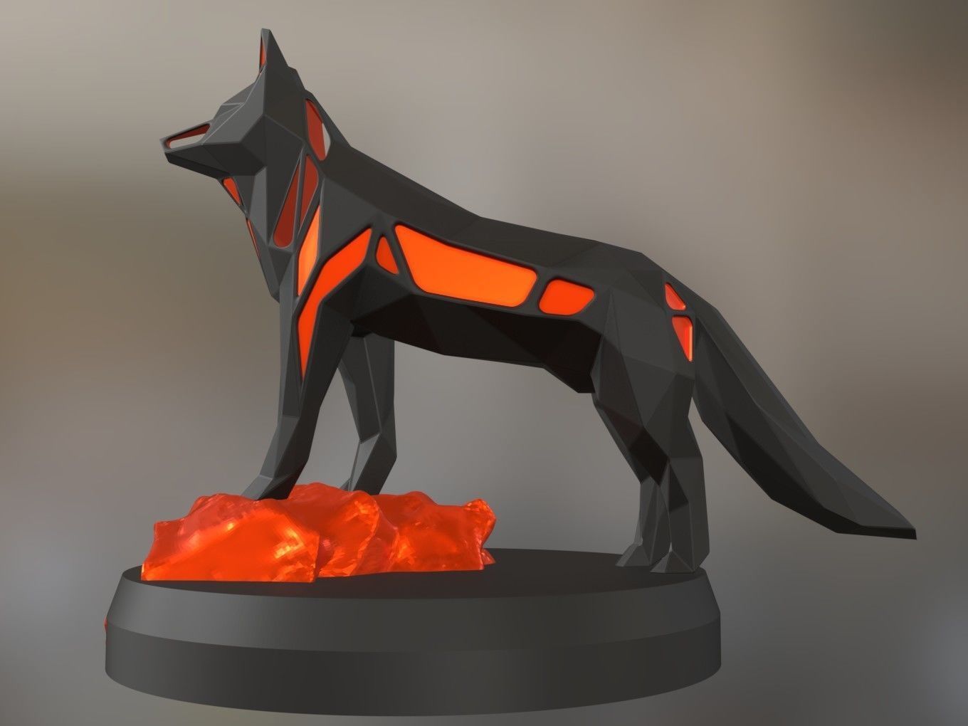 Voronoi Red Fox Rock 3D print model_4