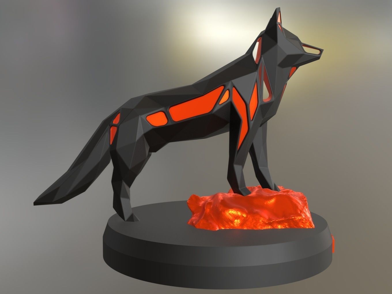 Voronoi Red Fox Rock 3D print model_1