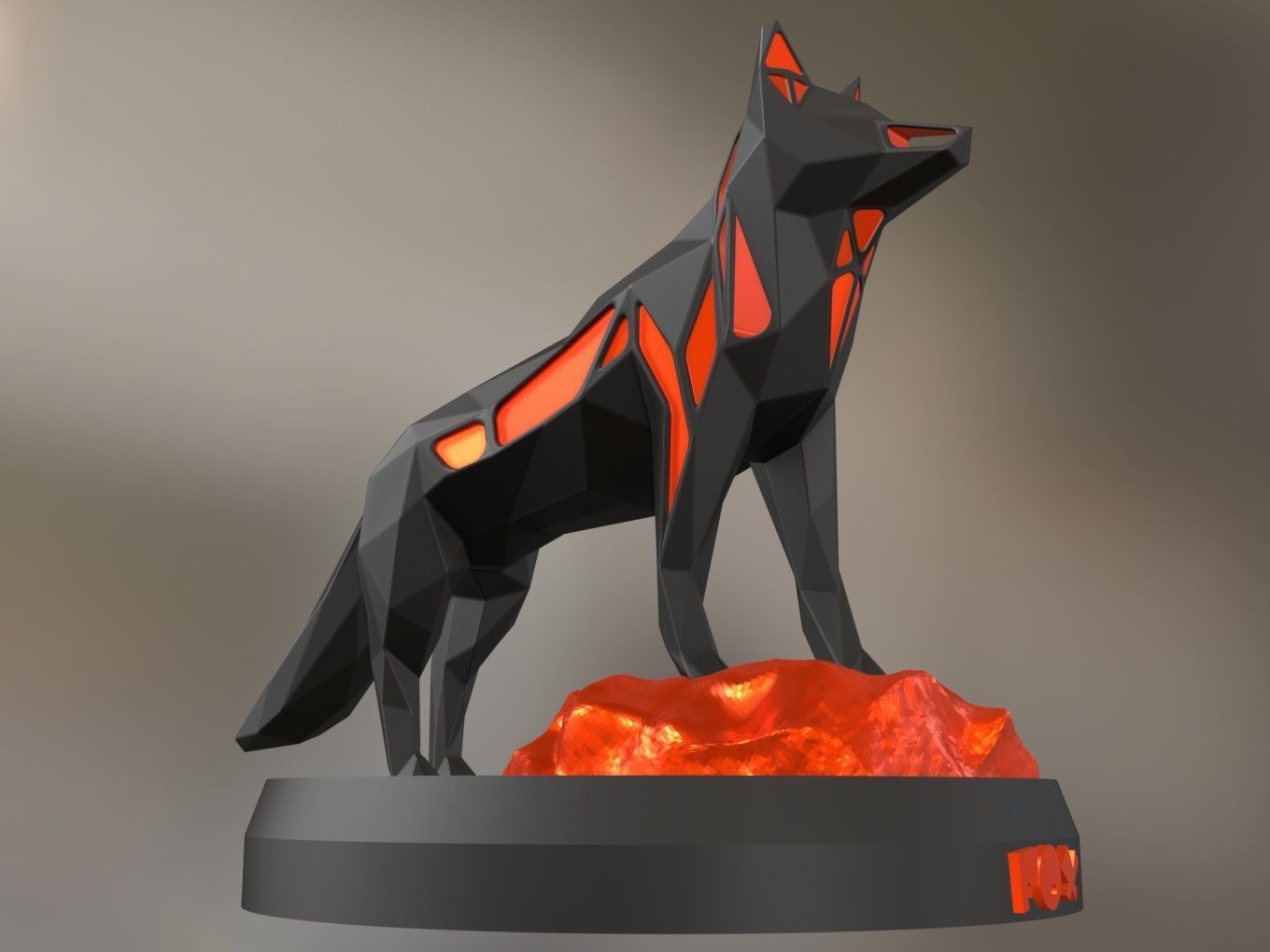 Voronoi Red Fox Rock 3D print model_7
