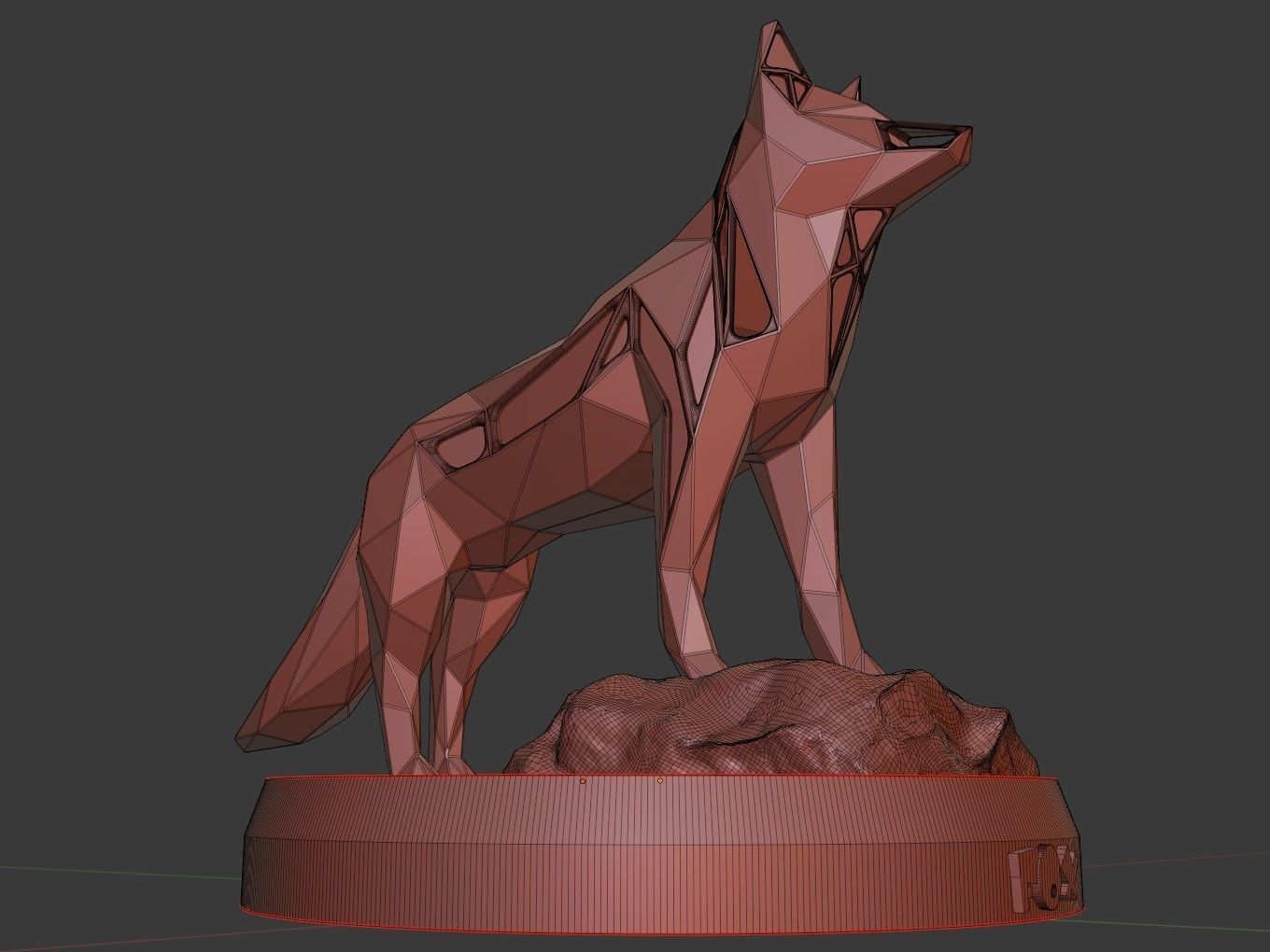 Voronoi Red Fox Rock 3D print model_10