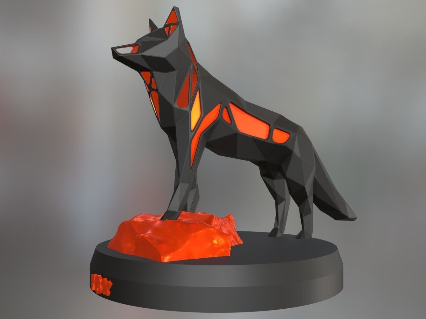 Voronoi Red Fox Rock 3D print model_5