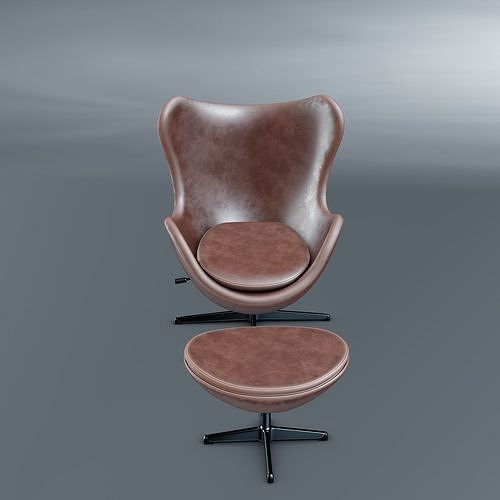 Egg Chair and Ottoman Low-poly 3D model 6