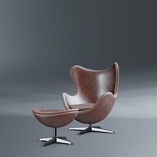 Egg Chair and Ottoman Low-poly 3D model 3